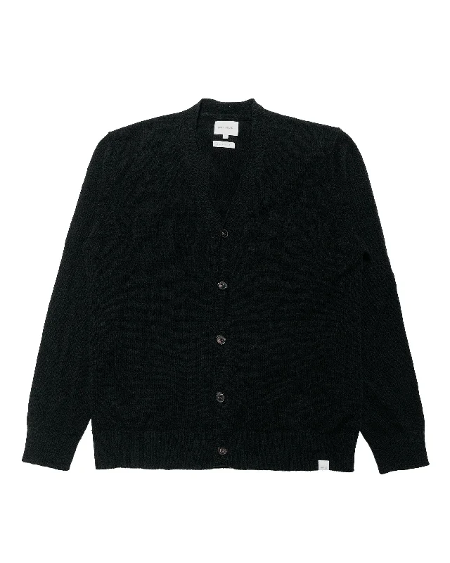 cardigan with agate piping -Norse Projects Standard Merino Lambswool Cardigan Black