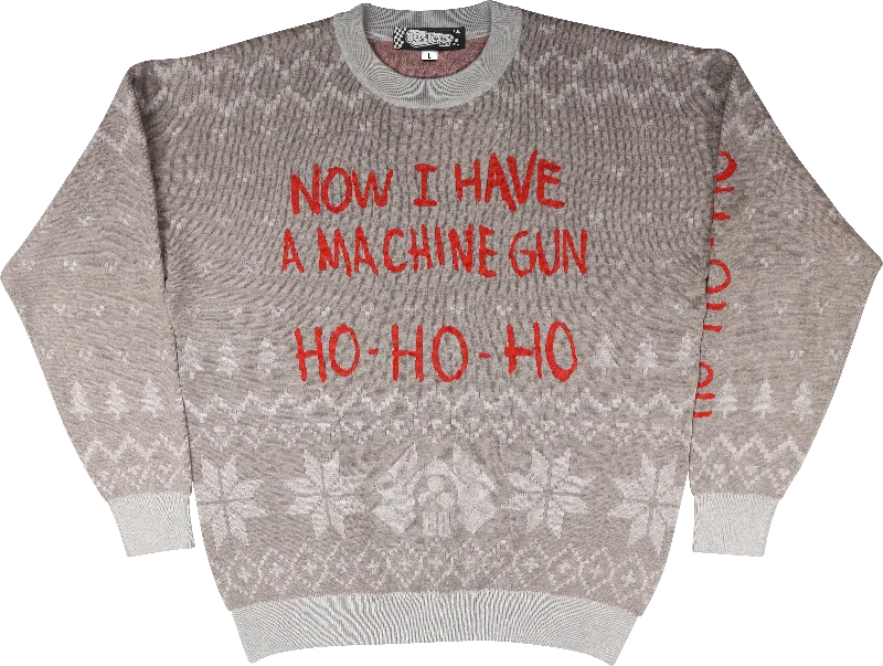 leather-ramie pullover sweater hybrid -Now I Have A Machine Gun Ho Ho Ho Die Hard Knitted Christmas Sweater