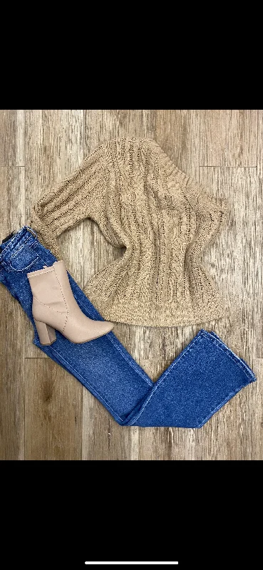 cropped pullover sweater desert vibe -One Shoulder Knitted Sweater