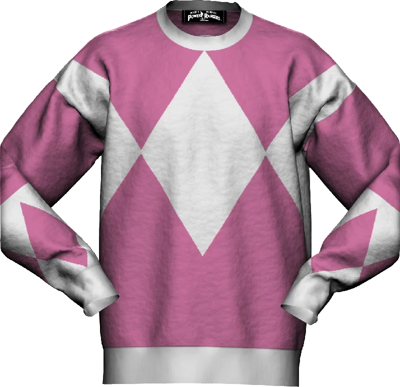 boucle-ramie pullover sweater plush -Pink Ranger Mighty Morphin Power Rangers Knitted Sweater