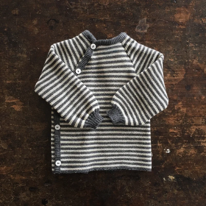 cotton-silk cardigan airy -Baby & Kids Merino Wool Wrap Cardigan - Slate/Natural Stripe