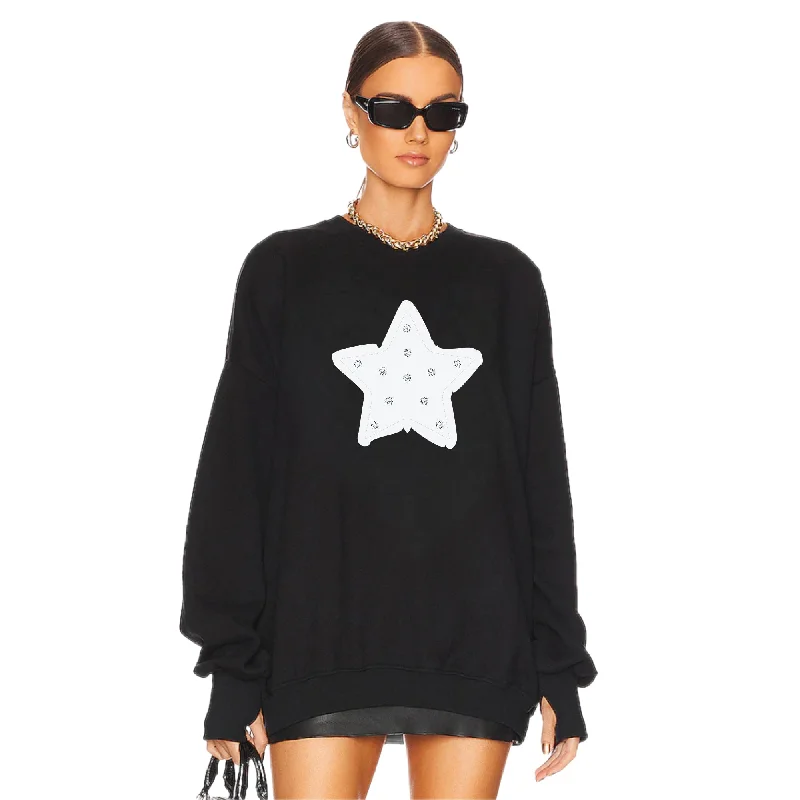 long pullover sweater cozy trek -Rhinestone Star - Jump Jumper - Black Snow