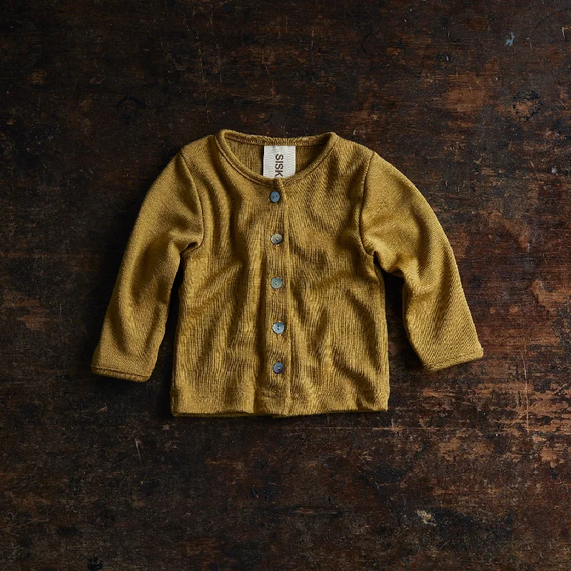 cardigan with woven patches -Dove Baby Cardigan - Merino Wool & Silk - Pistachio