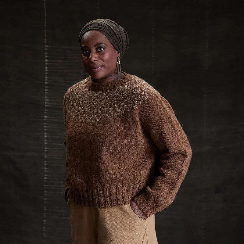 sienna pullover sweater earthy glow -Cropped Isle Womens Sweater - Heritage Wool - Sycamore