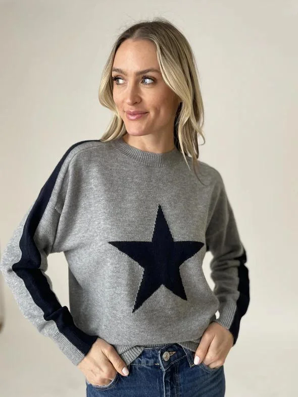 pullover sweater men rugged check -Six Fifty Star Crew Sweater