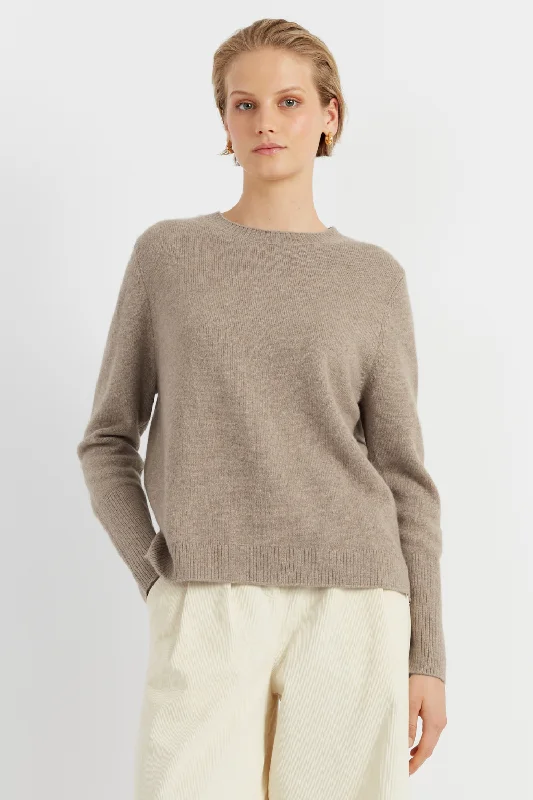 pullover sweater kids lunar desert -Soft-Truffle Cashmere Boxy Sweater