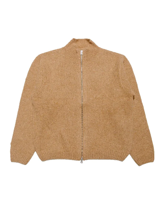 long pullover sweater desert layer -Stüssy Brushed Mock Full Zip Sweater Camel