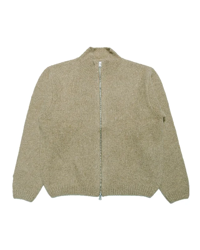 cotton-ramie pullover sweater soft -Stüssy Brushed Mock Full Zip Sweater Sage