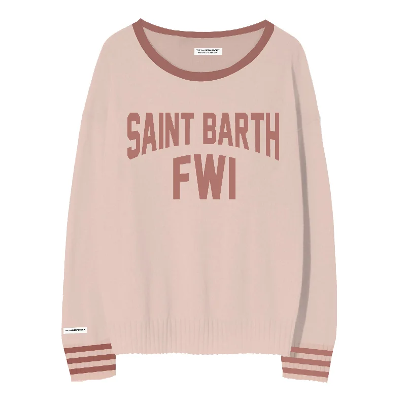 ribbed-silk pullover sweater texture -Saint Barth FWI - Cashmere Sweater - Blush Pink