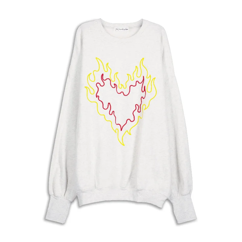 mosaic-ramie pullover sweater bold -Burn Heart - Jump Jumper - Pebble Heather