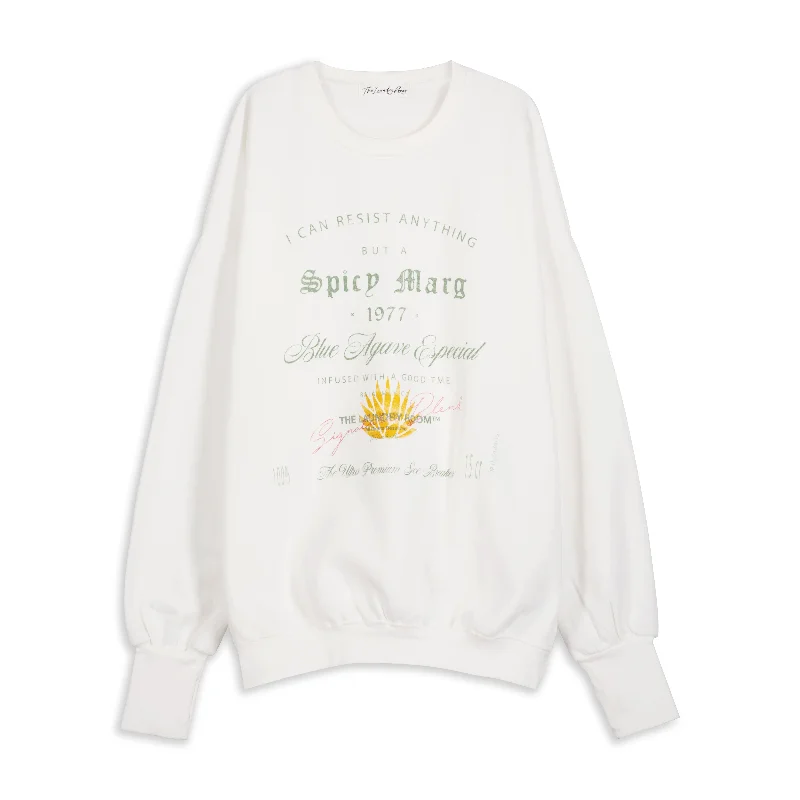 pullover sweater with glitter trim -Can'T Resist A Spicy Marg - Jump Jumper - White