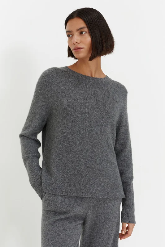 pullover sweater teens cosmic ochre -Grey Cashmere Boxy Sweater