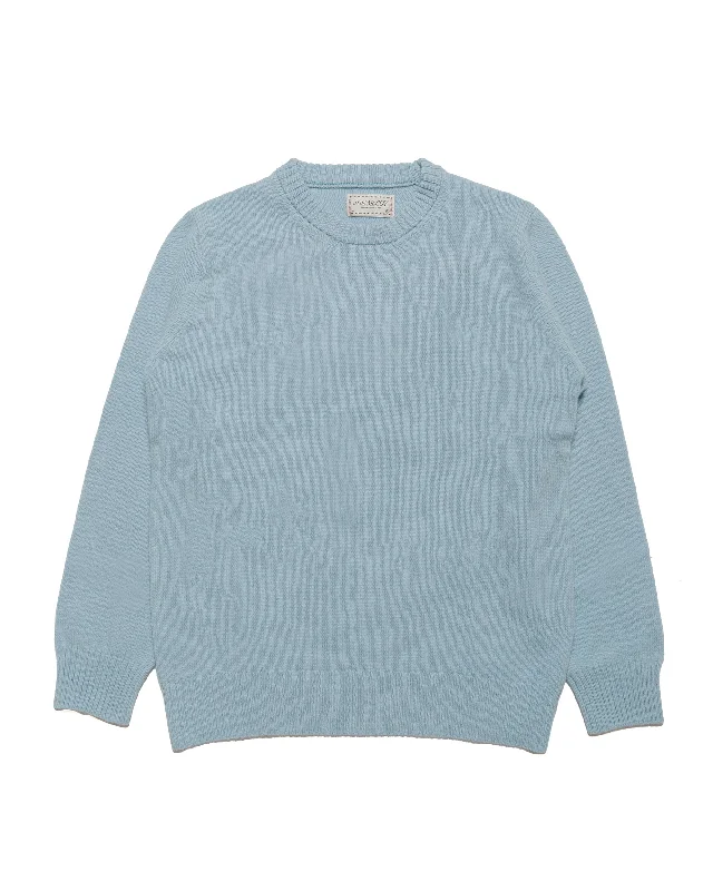 hemp-ramie pullover sweater eco -The Real McCoy's MC21114 Wool Crewneck Sweater Light Blue