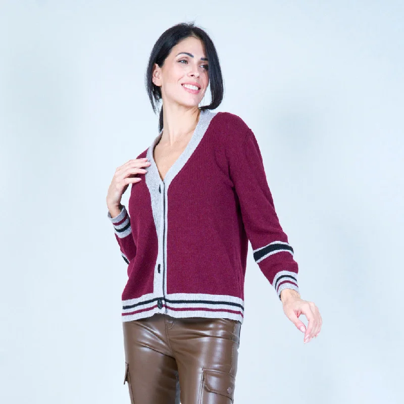 velvet-jute cardigan plush -Varsity-inspired button-up cardigan wholesale