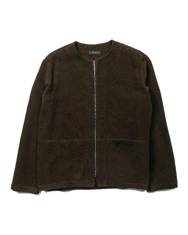 cropped cardigan adventure layer -Wanze Zip Cardigan Wool Brown