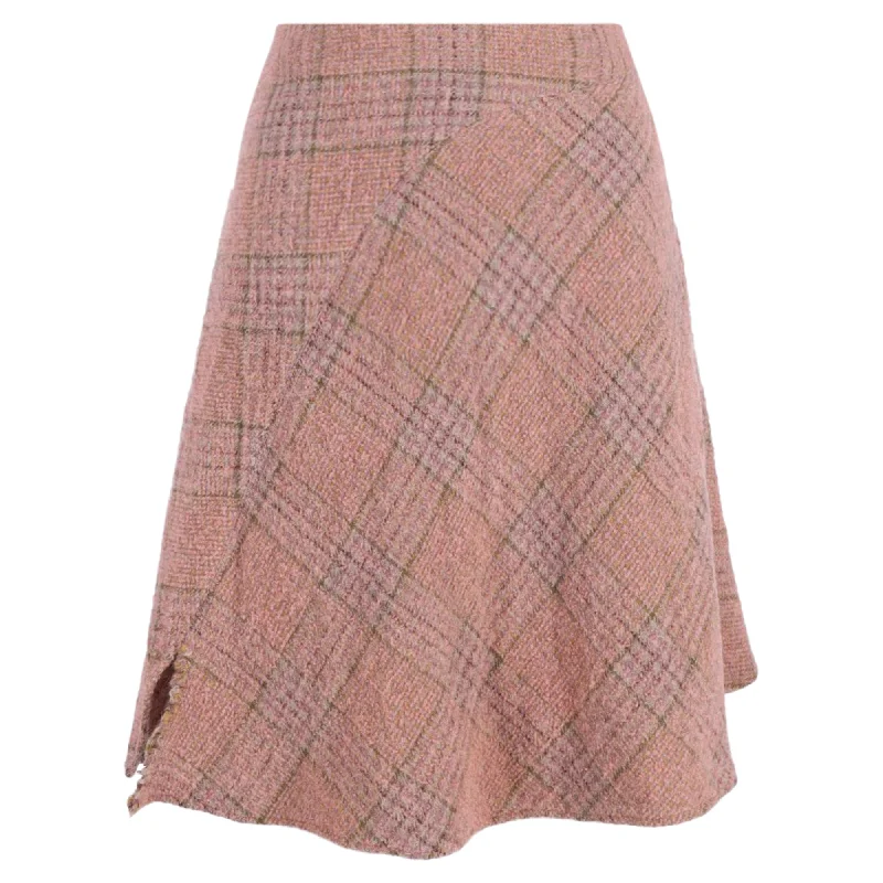 tight burst skirts -Acne Studios A-Line Plaid Skirt in Pink Wool