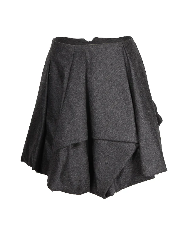 ruche trim skirts -Alexander McQueen Draped Mini Skirt in Gray Wool