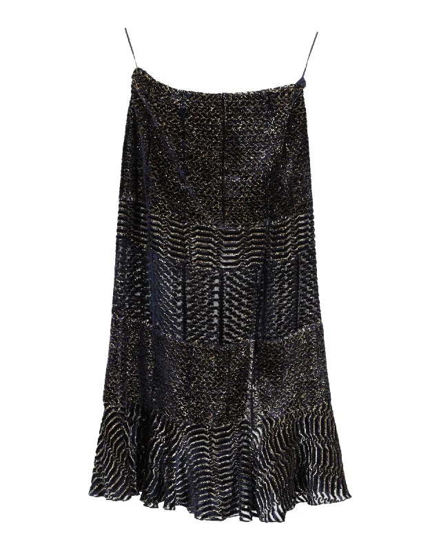 nickel stretch skirts -Altuzarra Printed Midi Skirt in Metallic Viscose