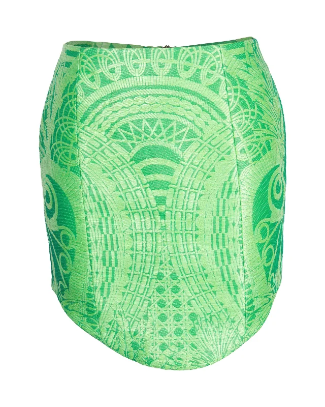 mauve tint skirts -Balmain Jacquard Mini Pencil Skirt in Green Polyamide