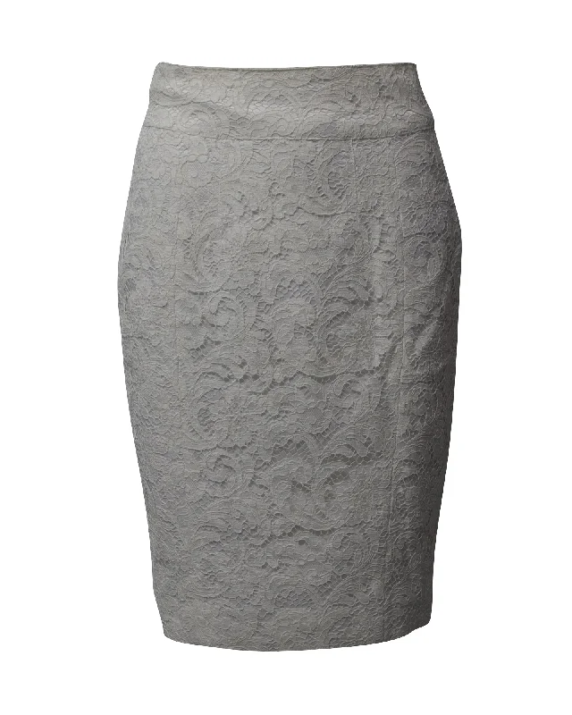 muted vivid skirts -Burberry Lace Pencil Skirt in White Cotton