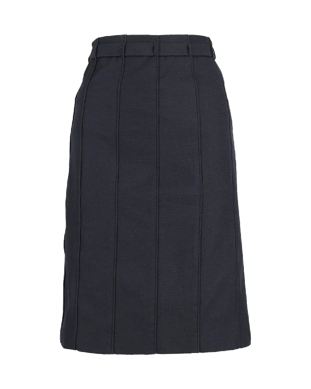 light soft skirts -Burberry Pleated Skirt in Black Wool