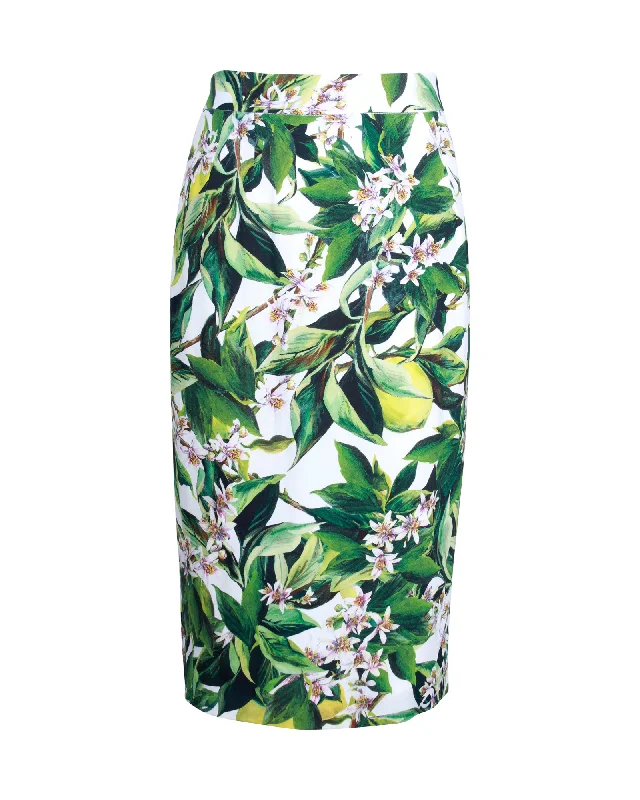 heavy tint skirts -Dolce & Gabbana Floral Midi Skirt in White Viscose