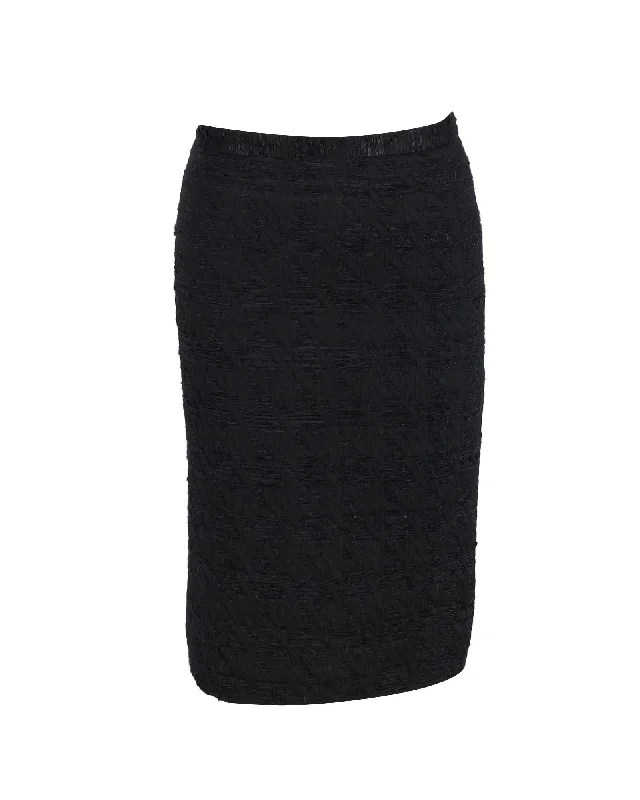 swing stretch skirts -Dolce & Gabbana Textured Knee-Length Pencil Skirt in Black Polyester