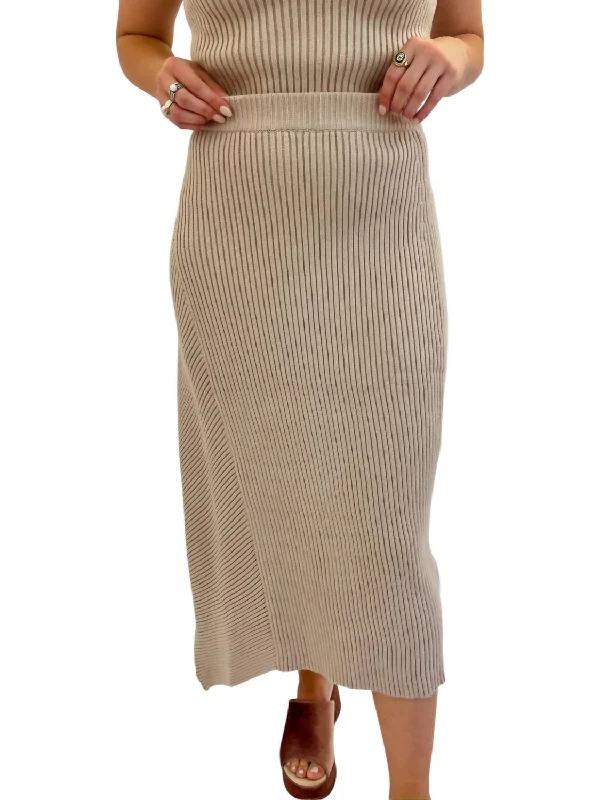 zinc soft skirts -Fallon Sweater Skirt In Taupe