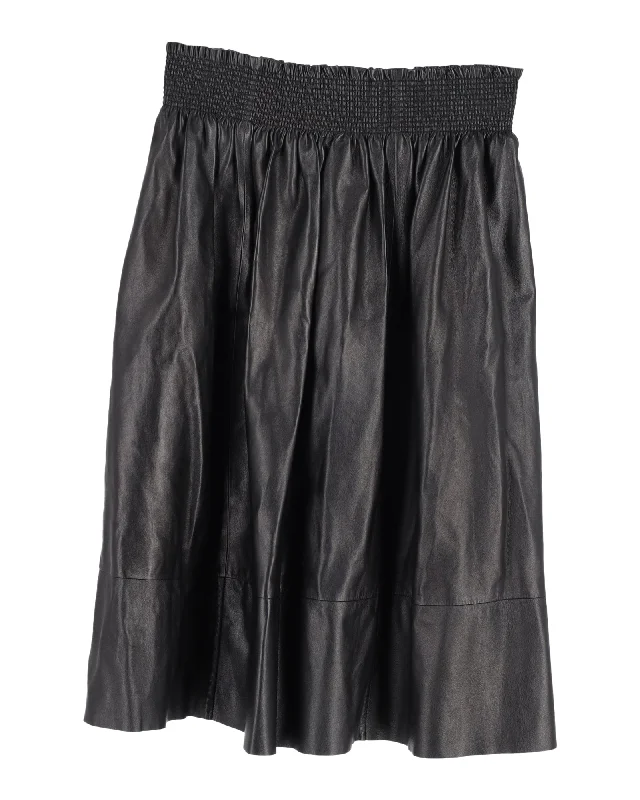 polo slit skirts -Givenchy Gartered Skirt in Black Leather