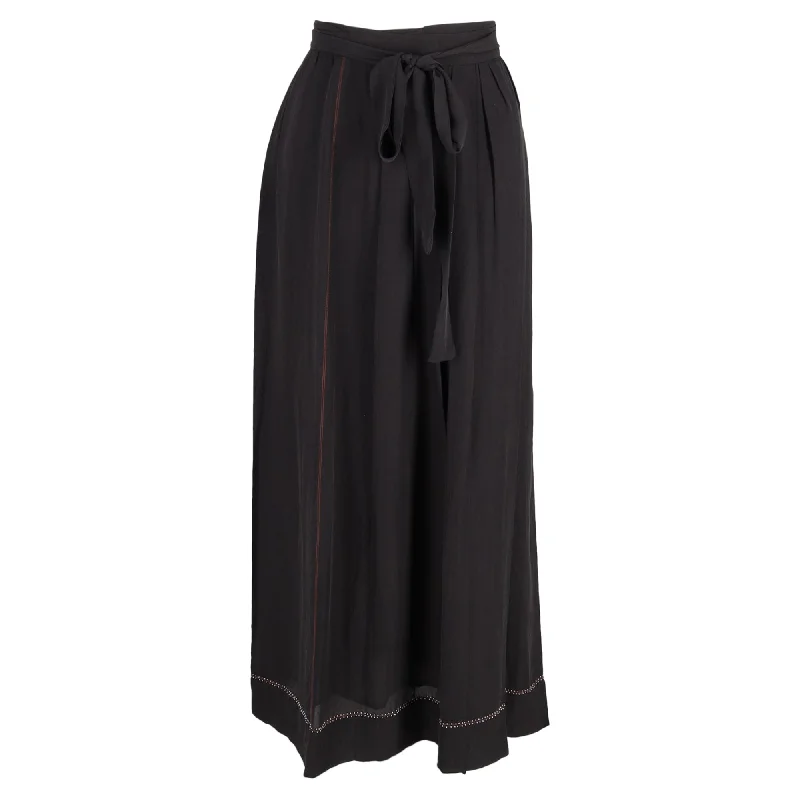 indigo rest skirts -Isabel Marant Crepe Moody Embellished Wrap Maxi Skirt in Black Silk