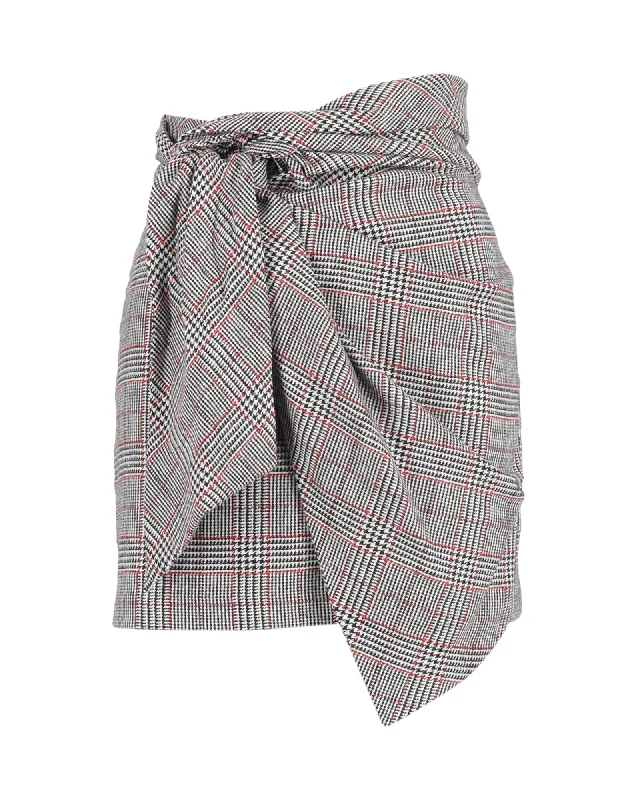 shadow glow skirts -Isabel Marant Front-Knot Mini Skirt in Grey Wool