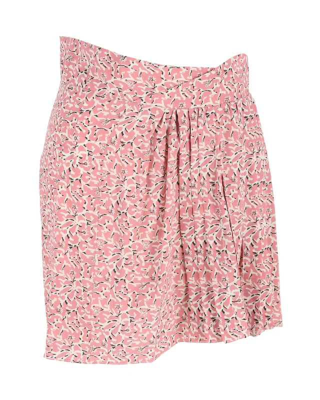 lapis tint skirts -Isabel Marant Pleated Mini Skirt in Pink Silk