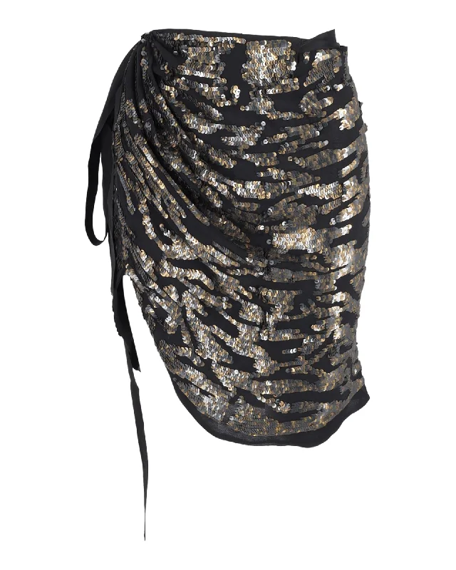 mauve slim skirts -Isabel Marant Sequined Mini Skirt in Black Silk