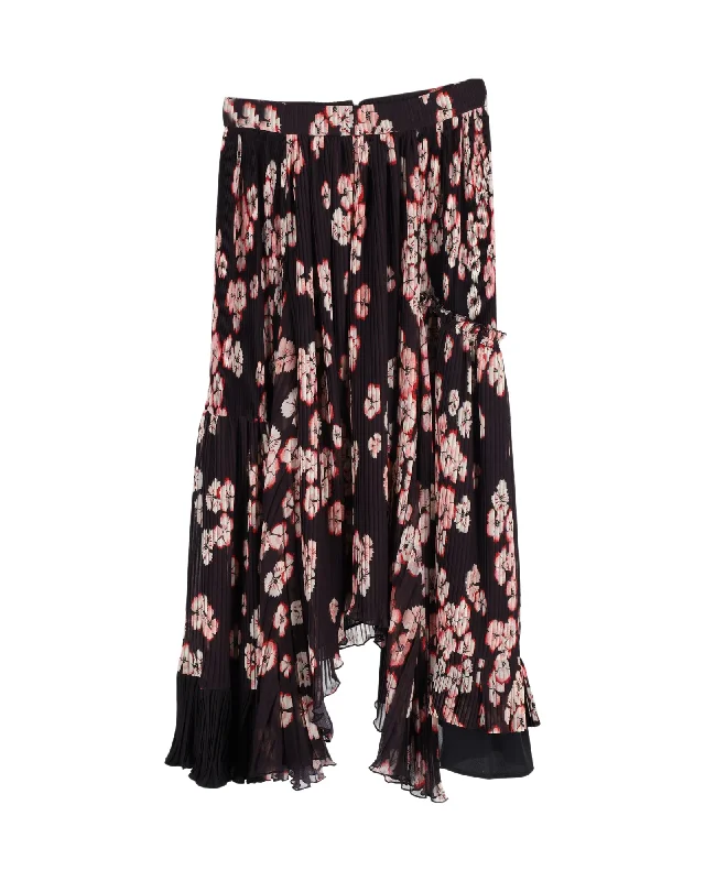 paprika vivid skirts -Isabel Marant Wilney Pleated Skirt In Floral-Print  Polyester