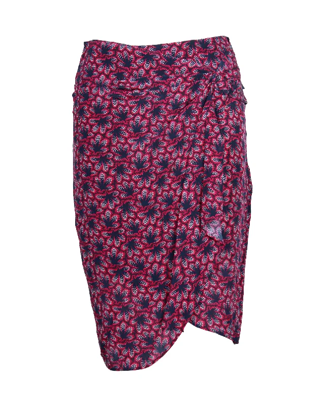 wave rest skirts -Isabel Marant Wrap-Effect Skirt in Red Silk