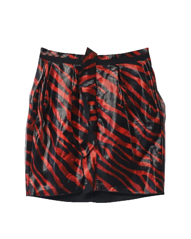 run slim skirts -Isabel Marant Yelena Animal Print Mini Skirt in Red Polyester