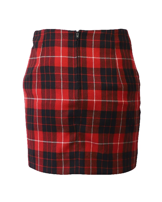 petite tint skirts -Jean Paul Gaultier Plaid Skirt in Red Wool