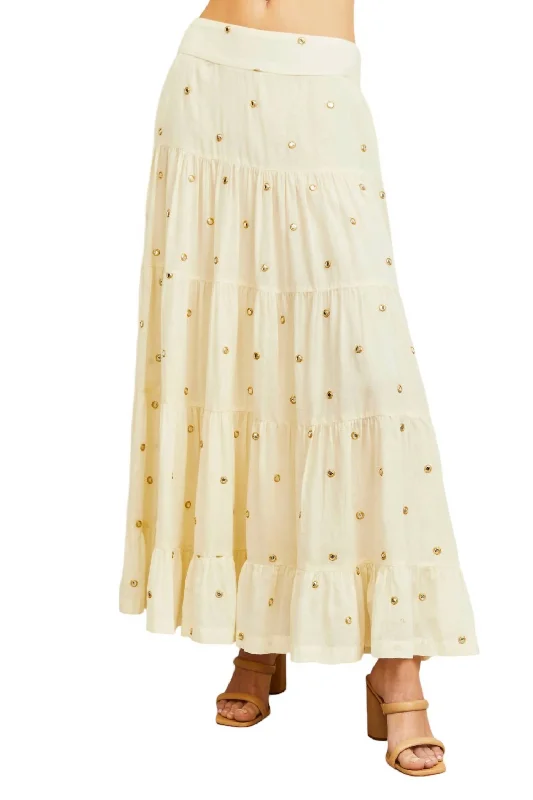 obsidian skirts -Linen Mirror Maxi Skirt In Ivory