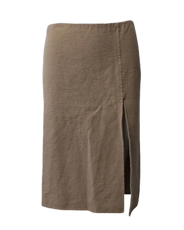 soft slit skirts -Marc Jacobs Side Slit Pencil Skirt in Beige Wool