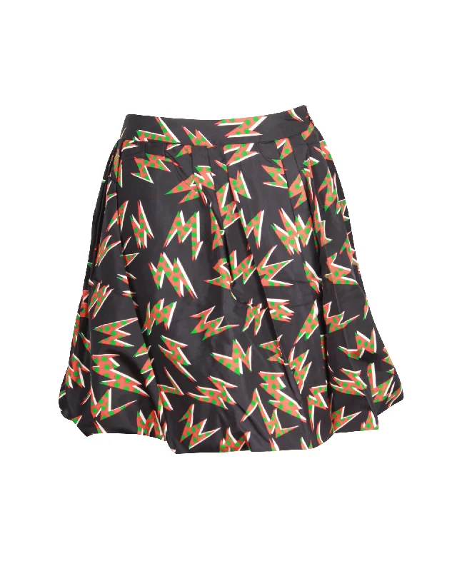 duo vivid skirts -Miu Miu Printed Mini Skirt in Black Silk