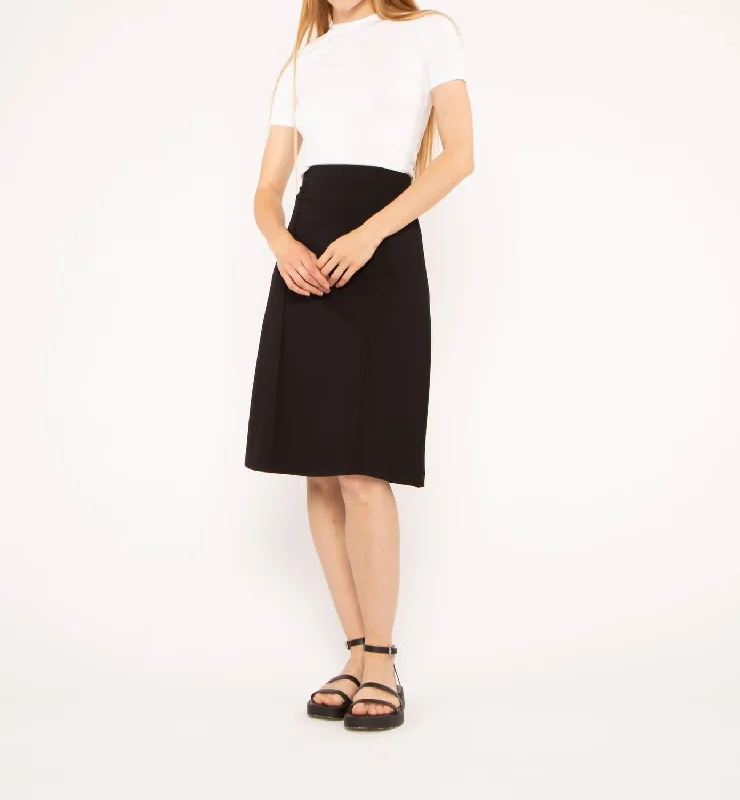 crisp pop skirts -Ponte Knit A-Line Skirt In Black