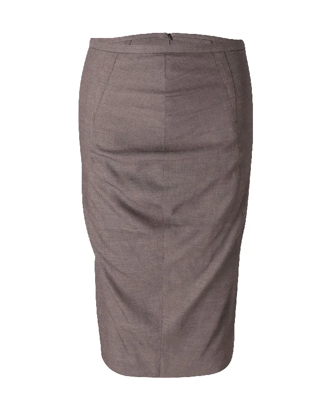 piped edge skirts -Sportmax Pencil Skirt in Grey Cotton