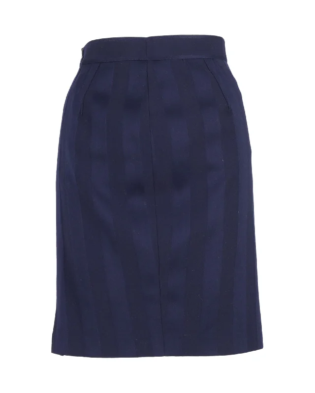 lavender burst skirts -Thierry Mugler Stripe Skirt in Blue Wool