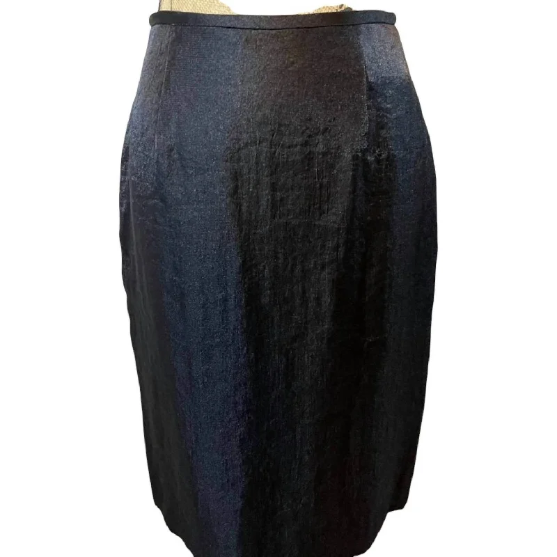 short glow skirts -Washed Metallic Pencil Skirt In Black