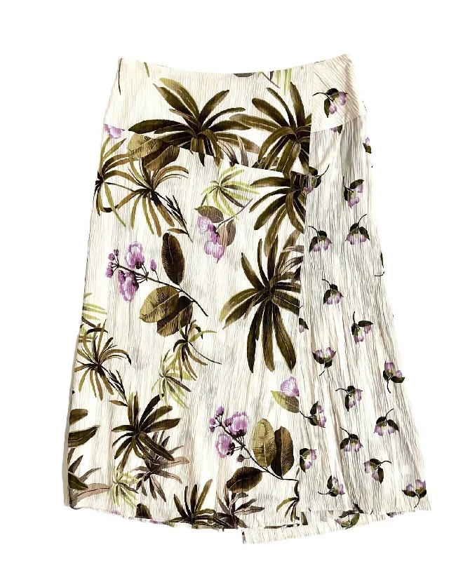 lilac burst skirts -Women's Tropical Garden Flower Palm Trees Midi Skirt In Multicolor