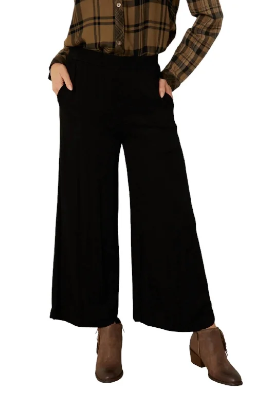 piped line pants -Better Days Wide Leg Pants In Black