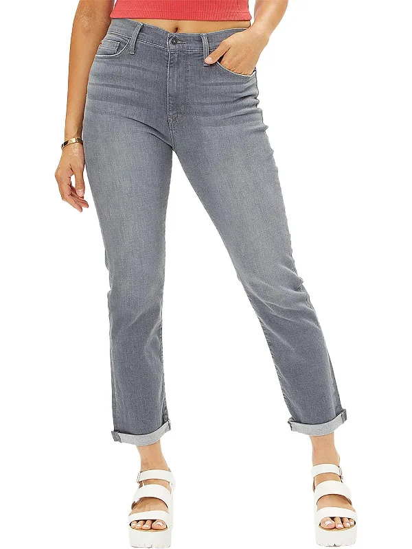 pewter flash pants -Blair Womens High-Rise Cropped Straight Leg Jeans