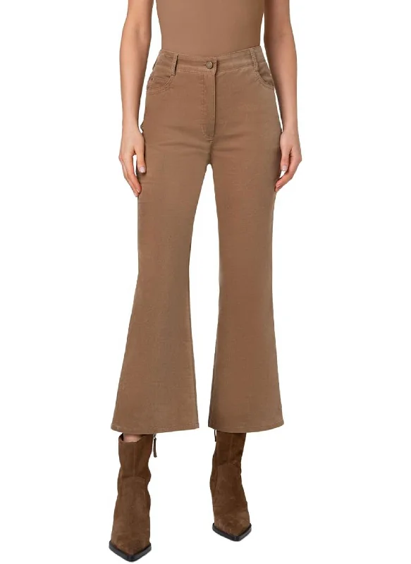 citron ripple pants -Cali Velvet Ankle Bootcut Pants In Caramel