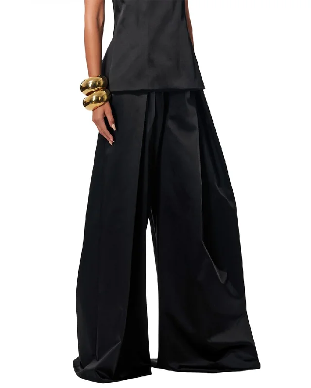 slim gym pants -Carolina Herrera Wide Leg Pleated Pant