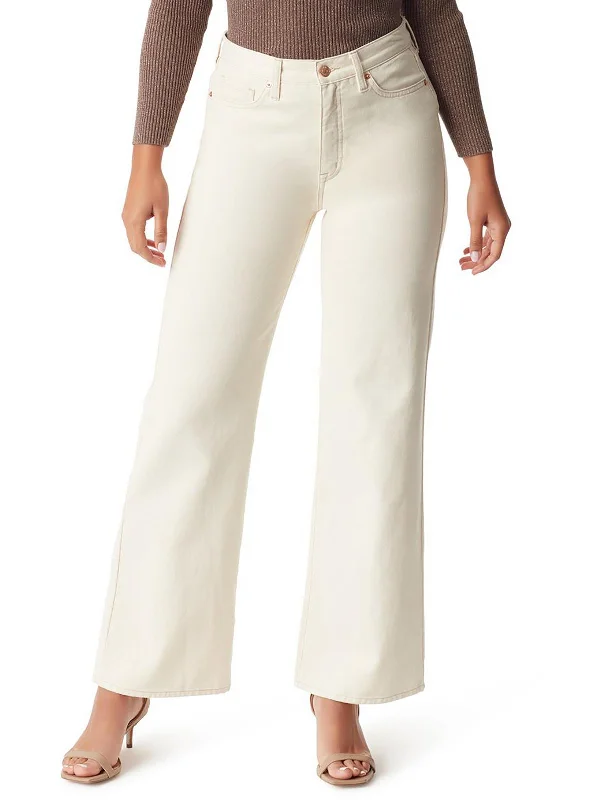 flap tough pants -Codie Womens High Rise Textured Wide Leg Jeans